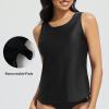 imagebaleaf High Neck Swim Top Tummy Control Bathing Suit Top Tankini Swimsuit for Women Swimwear Top Only Modest Swim Tank Top Black 42