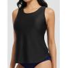 imagebaleaf High Neck Swim Top Tummy Control Bathing Suit Top Tankini Swimsuit for Women Swimwear Top Only Modest Swim Tank Top Black 42