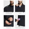 imagebaleaf Mens Golf Pullover Quarter Zip Fleece with Zipper Pockets Water Resistant Hiking SweaterBlack
