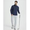 imagebaleaf Mens Golf Pullover Quarter Zip Fleece with Zipper Pockets Water Resistant Hiking SweaterNavy Blue