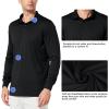 imagebaleaf Mens Long Sleeve Golf Polo Shirt UPF 50 Quick Dry 3 Button Casual Work Outdoor Lightweight Performance Shirts03black