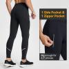 imagebaleaf Mens Winter Running Tights Thermal Cycling Pants Water Resistant Pockets Zipper Legs Cold WeatherBlack
