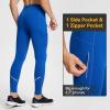 imagebaleaf Mens Winter Running Tights Thermal Cycling Pants Water Resistant Pockets Zipper Legs Cold WeatherBlue