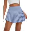 imagebaleaf Pleated Tennis Skirt for Women with Shorts High Waisted Lightweight Athletic Golf Skort Skirts Zipper PocketsLight Blue