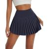 imagebaleaf Pleated Tennis Skirt for Women with Shorts High Waisted Lightweight Athletic Golf Skort Skirts Zipper PocketsNavy Blue