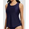 imagebaleaf Tankini Tops for Women High Neck Swim Top Modest Bathing Suit Top Long Swim Tank TopNavy Blue