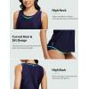 imagebaleaf Tankini Tops for Women High Neck Swim Top Modest Bathing Suit Top Long Swim Tank TopNavy Blue