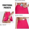 imagebaleaf Womens 13quot Tennis Skirts Golf Skort High Waisted Athletic Pleated Pockets Linner Running Sports Workout CasualSolid Rose Red