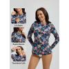 imagebaleaf Womens 14 Zip Rash Guard Swim Shirts with Zipper Pocket UPF 50 Long Sleeve Sun Protection Swimsuit TopsBlack Floral