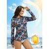 imagebaleaf Womens 14 Zip Rash Guard Swim Shirts with Zipper Pocket UPF 50 Long Sleeve Sun Protection Swimsuit TopsBlack Floral