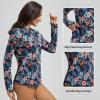 imagebaleaf Womens 14 Zip Rash Guard Swim Shirts with Zipper Pocket UPF 50 Long Sleeve Sun Protection Swimsuit TopsBlack Floral