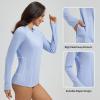 imagebaleaf Womens 14 Zip Rash Guard Swim Shirts with Zipper Pocket UPF 50 Long Sleeve Sun Protection Swimsuit TopsLight Blue