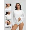 imagebaleaf Womens 14 Zip Rash Guard Swim Shirts with Zipper Pocket UPF 50 Long Sleeve Sun Protection Swimsuit TopsStar White