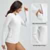 imagebaleaf Womens 14 Zip Rash Guard Swim Shirts with Zipper Pocket UPF 50 Long Sleeve Sun Protection Swimsuit TopsStar White