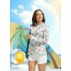 imagebaleaf Womens 14 Zip Rash Guard Swim Shirts with Zipper Pocket UPF 50 Long Sleeve Sun Protection Swimsuit TopsWhite Floral