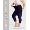 imagebaleaf Womens 20quot High Waisted Swim Pants 2025 Long Swim Capris UPF50 Swimsuit with Liner and PocketsNavy