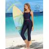 imagebaleaf Womens 20quot High Waisted Swim Pants 2025 Long Swim Capris UPF50 Swimsuit with Liner and PocketsNavy