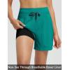 imagebaleaf Womens 5quot Swim Board Shorts High Waisted Quick Dry UPF 50 Swimsuit Swimming Bottoms with Boxer Liner Zipper PocketsGreen