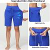 imagebaleaf Womens 9quot High Waisted Swim Board Shorts Quick Dry Swimsuits Bottoms with DrawstringDazzling Blue