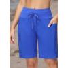 imagebaleaf Womens 9quot High Waisted Swim Board Shorts Quick Dry Swimsuits Bottoms with DrawstringDazzling Blue