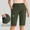 imagebaleaf Womens Bermuda Long Shorts 13quot Golf Shorts Knee Length Hiking Quick Dry High Waist Stretch Water Resistant04green13inch