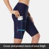 imagebaleaf Womens Bike Shorts 4D Padded Cycling Spinning Road Bike Pockets Wide Waistband UPF50Navy Blue