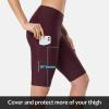 imagebaleaf Womens Bike Shorts 4D Padded Cycling Spinning Road Bike Pockets Wide Waistband UPF50Wine Red