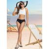 imagebaleaf Womens Bikini Bottom Mid Waisted Adjustable Side Tie Swim Bottoms Ruched Cheeky Mid Coverage Swim BriefsBlack