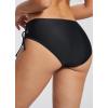 imagebaleaf Womens Bikini Bottom Mid Waisted Adjustable Side Tie Swim Bottoms Ruched Cheeky Mid Coverage Swim BriefsBlack