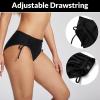imagebaleaf Womens Bikini Bottom Mid Waisted Adjustable Side Tie Swim Bottoms Ruched Cheeky Mid Coverage Swim BriefsBlack