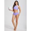 imagebaleaf Womens Bikini Bottom Mid Waisted Adjustable Side Tie Swim Bottoms Ruched Cheeky Mid Coverage Swim BriefsPurple