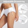 imagebaleaf Womens Bikini Bottom Mid Waisted Adjustable Side Tie Swim Bottoms Ruched Cheeky Mid Coverage Swim BriefsWhite