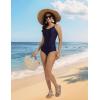 imagebaleaf Womens Button up One Piece Swimsuits Tummy Control Bathing Suits 2025 Modest Full Coverage Swimwear Adjustable StrapNavy Blue