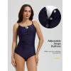 imagebaleaf Womens Button up One Piece Swimsuits Tummy Control Bathing Suits 2025 Modest Full Coverage Swimwear Adjustable StrapNavy Blue