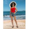 imagebaleaf Womens Button up One Piece Swimsuits Tummy Control Bathing Suits 2025 Modest Full Coverage Swimwear Adjustable StrapRed