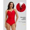 imagebaleaf Womens Button up One Piece Swimsuits Tummy Control Bathing Suits 2025 Modest Full Coverage Swimwear Adjustable StrapRed