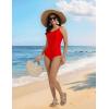 imagebaleaf Womens Button up One Piece Swimsuits Tummy Control Bathing Suits 2025 Modest Full Coverage Swimwear Adjustable StrapRed