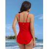 imagebaleaf Womens Button up One Piece Swimsuits Tummy Control Bathing Suits 2025 Modest Full Coverage Swimwear Adjustable StrapRed