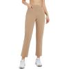 imagebaleaf Womens Golf Pant Winter Fleece Lined Pants with Belt Loops Pockets Travel Work CasualGbrown