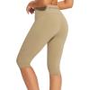 imagebaleaf Womens Hiking Long Shorts Knee Length Biker Shorts High Waist Leggings Pockets Hiking Athletic Outdoor Travel WorkoutKhaki
