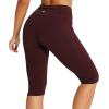 imagebaleaf Womens Hiking Long Shorts Knee Length Biker Shorts High Waist Leggings Pockets Hiking Athletic Outdoor Travel WorkoutWine Red