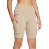 imagebaleaf Womens Hiking Shorts High Waist Biker Shorts Close Fit Cargo Zip Pockets Running Outdoor Travel WorkoutKhaki