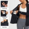 imagebaleaf Womens Lightweight Running Jacket Sun Protection Athletic Full Zip Long Sleeve Shirts UPF 50 Pockets CyclingBlack