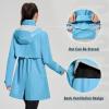 imagebaleaf Womens Long Rain Coat Packable Waterproof Windbreaker Lightweight Cycling Jacket with HoodSky Blue