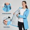 imagebaleaf Womens Long Rain Coat Packable Waterproof Windbreaker Lightweight Cycling Jacket with HoodSky Blue