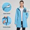 imagebaleaf Womens Long Rain Coat Packable Waterproof Windbreaker Lightweight Cycling Jacket with HoodSky Blue