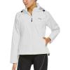 imagebaleaf Womens Rain Jackets Waterproof Windbreaker Packable Running Lightweight Cycling Jacket Reflective Hooded1white