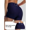 imagebaleaf Womens Swim Shorts 3quot High Waisted Swimsuit Tummy Control Bottoms Ruched Side Board Shorts with PocketNavy Blue