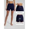 imagebaleaf Womens Swim Shorts 3quot High Waisted Swimsuit Tummy Control Bottoms Ruched Side Board Shorts with PocketNavy Blue