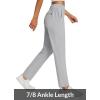 imagebaleaf Womens Travel Pants Lightweight Stretch with Zipper Pockets Petite Ankle Dressy Golf Work Business Casual SlacksFrost Grey